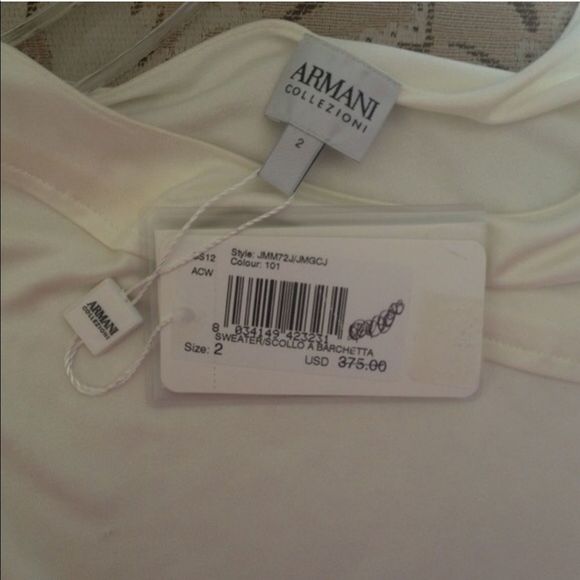 Armani Collezioni Ivory Jersey Blouse 2 NWT - Picture 3 of 6